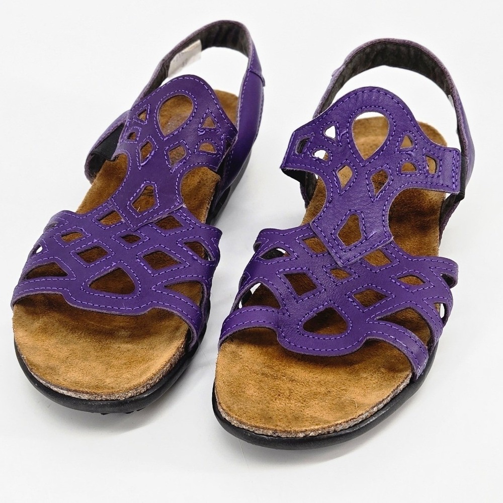 Naot Karenna Purple Leather Cutout Strappy Slingback Comfort Sandals 37 215104